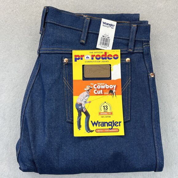 Wrangler Jeans Mens 38x32 Dark 13MWZ Cowboy Cut Original Fit ProRodeo Vintage - Picture 1 of 14